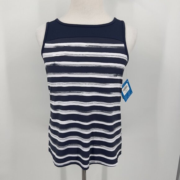 Columbia Women's M Medium Navy & White Striped Sleeveless Top With Open Back Pan - Picture 1 of 9
